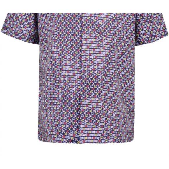 NEW ORLEBAR BROWN men's maitan whitsun camp collar geometric shirt in midnight n